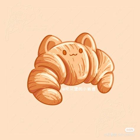 Food Themed Animals Drawing, Cats As Food Drawings, Cute Food Drawings Kawaii Sweets, Cute Food Drawings Kawaii, Food Logo Ideas Creative, Food Logo Ideas, Logo Ideas Creative, Croissant Art, 귀여운 음식 그림