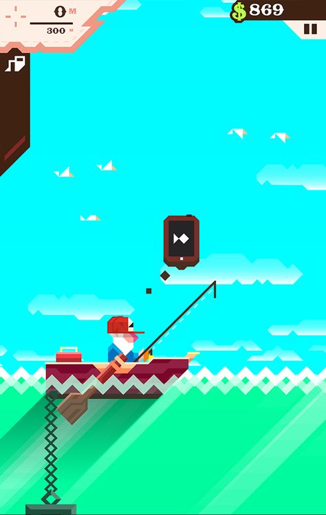 Ridiculous Fishing - The artwork and experience are super fun! Fishing Backpack, Flappy Bird, Computer Game, Game Ui Design, Iphone Games, Fishing Game, Ios Games, Game Inspiration, Best Fishing