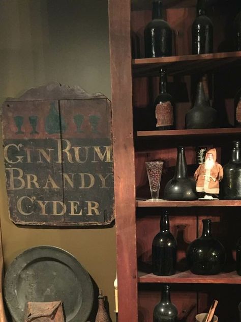 Colonial Tavern, Tavern Room, Country Gentleman, Colonial Interior, Primitive Colonial, Antique Signs, Colonial House, Liquor Cabinet, Gentleman