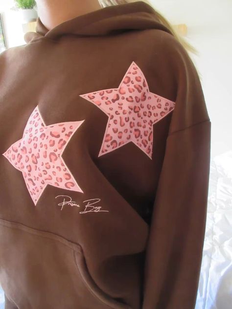 Soft cotton leopard hoodie with star patchwork and a satin hood lining. Made by Prisana Bay🌟🐆🤍 Hoodie Wishlist, Cheetah Hoodie, Star Patchwork, Leopard Hoodie, Clothes Embroidery Diy, Diy Sweatshirt, Embroidery On Clothes, Birthday Wishlist, Leopards