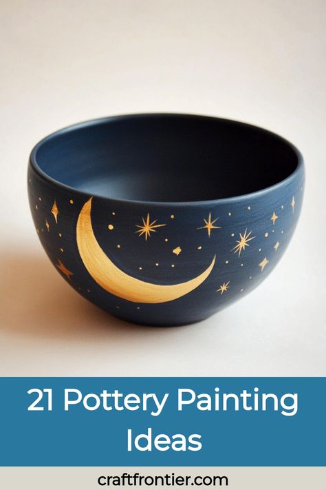 Painting pottery is a creative DIY activity where you can transform plain ceramics into beautiful works of art. Whether you want to paint vibrant flowers, whimsical animals, or your own designs, the possibilities are endless. Add personal touches like handprints or meaningful quotes to make each piece special. Pottery painting is a fun and relaxing way to express yourself while making lasting memories with your custom pieces. Amazing Glaze Pottery Ideas, Yarn Bowls Pottery Painting, Diy Bowl Painting, Painting Pottery Ideas Bowls, Painting On Ceramics Ideas, Painted Ceramic Ideas, Painting Clay Ideas, Easy Pottery Painting Ideas Plates, Ceramic Bowl Painting Ideas Simple