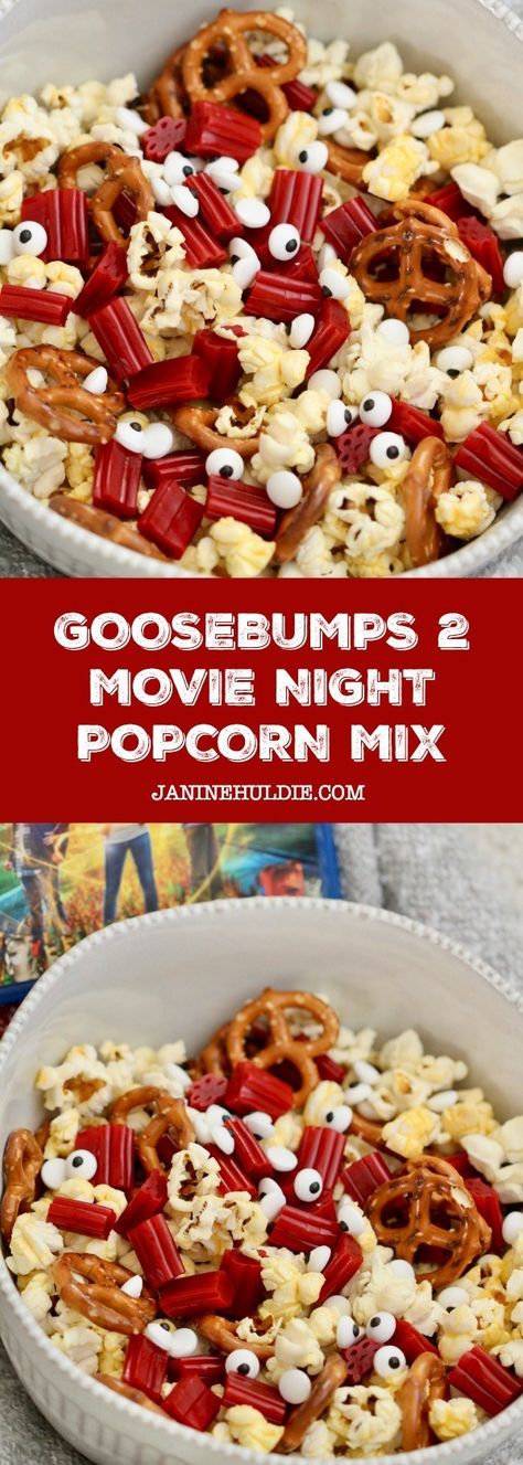 Goosebumps 2 Popcorn Mix for the Perfect New Year Movie Night Win Baby Shower Food For Boy, Popcorn Mix Recipes, Goosebumps Movie, Family Movie Night Snacks, Baby Shower Snacks Boy, Best Baby Shower Food, New Year Movie, Goosebumps 2, Desserts To Share