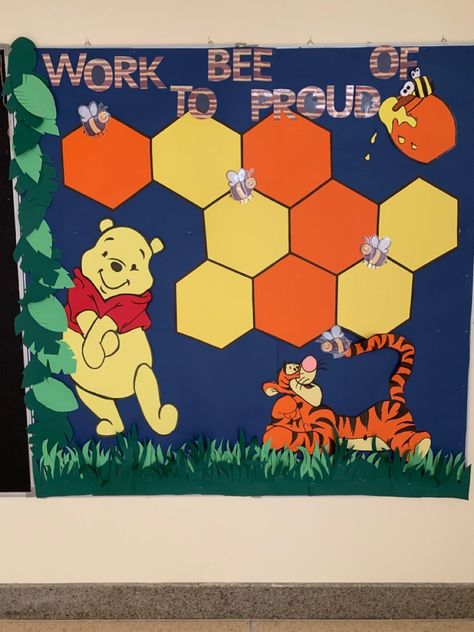 Winnie The Pooh Preschool Theme, Disney Elementary Classroom, Disney Prek Classroom, Winnie The Pooh Daycare Room, Winnie The Pooh Classroom Theme Bulletin Boards, Winnie The Pooh Classroom Decorations, Winnie The Pooh Classroom Door, Infant Classroom Decor, Pooh Classroom Theme