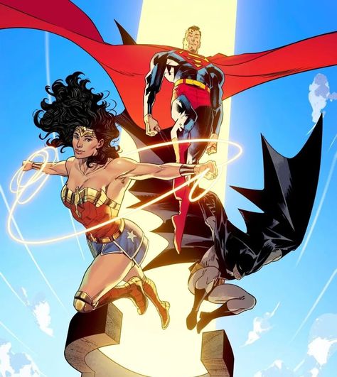 Daniel Sampere Art, Bruno Redondo Art, Superhero Images, Comic Reference, Dc Trinity, Comics Characters, Dc Comics Wallpaper, Batman Wonder Woman, Dc Comics Heroes