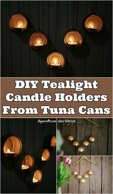 How To Make Decorative Tealight Holders From Tuna Cans - Repurposed empty tuna cans into a useful and gorgeous wall decoration. The video tutorial shows you how easily turn empty cans into lovely tealight can holders. Tealight Candle Holders Diy, Diy Tea Light Candle Holders, Tuna Cans, Recycle Candles, Repurposed Crafts, Tin Can Lanterns, Beach People, Crafts For Teens To Make, Diy Rustic Decor