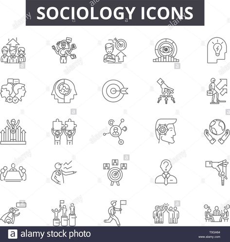 Download this stock vector: Sociology line icons for web and mobile design. Editable stroke signs. Sociology outline concept illustrations - T0GA64 from Alamy's library of millions of high resolution stock photos, illustrations and vectors. Sociology Cover Page Design, Sociology Doodles, Sociology File Cover Decoration, Sociology Project Ideas, Sociology Illustration, Sociology Project Cover Page, Sociology Art, Sociology Careers, Sociology Project