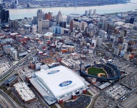 Ford Field is an indoor center in the United States that predominantly hosts football events. The Ford Motor Company has purchased the naming rights of the stadium at the cost of $40 million. It is owned by Detroit/ Wayne County Stadium Authority and operated by Detroit Lions (professional American football team). The stadium was opened on 24th August 2002. The stadium is elegantly designed by Rossetti Architects, Hamilton Anderson Associates, Kaplan, Mc Laughlin and Diaz Architects. Ford Field Detroit, 24th August, Michigan Detroit, Nfl Stadium, Ford Field, Nfl Stadiums, How Bout Them Cowboys, Wayne County, American Football Team