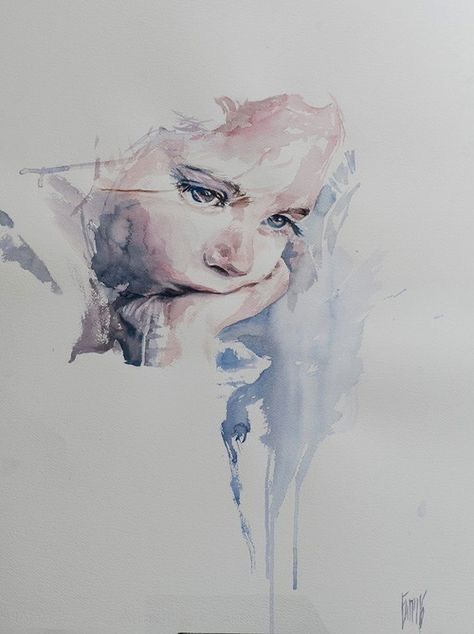 Akvarel Illustration, Watercolor Face, Watercolor Portrait Painting, Portrait Paintings, Painting People, 수채화 그림, Watercolor Images, Urban Sketchers, Contemporary Abstract Art