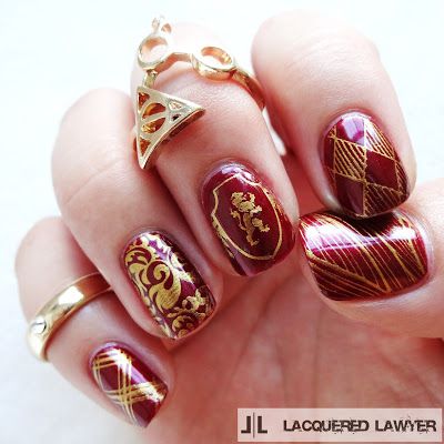 Lacquered Lawyer | Nail Art Blog: Well Done Gryffindor Hp Sketches, Maquillage Harry Potter, Harry Potter Nails Designs, Harry Potter Makeup, Harry Potter Nail Art, Harry Potter Nails, Glume Harry Potter, Unghie Nail Art, Disney Nails