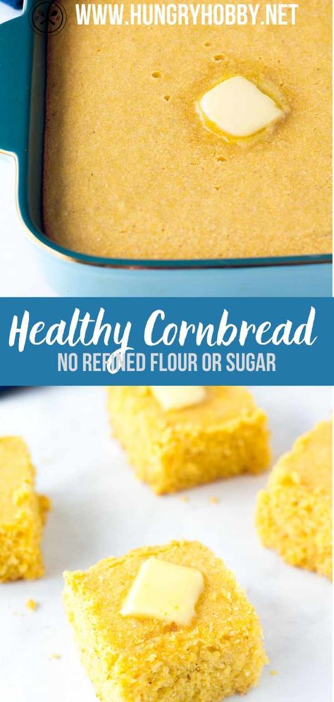 Healthy Cornbread Recipe, Foods Without Sugar, Healthy Cornbread, Healthy Corn, Vegan Egg Substitute, Gluten Free Cornbread, Honey Cornbread, Holiday Side Dish, Sweet Cornbread