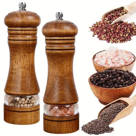 Pepper Grinder Household Sea Salt Wooden Spice - Temu Australia Spice Mill, Salt Grinder, Salt And Pepper Mills, Eating Utensils, Serveware Entertaining, Spice Bottles, Salt And Pepper Grinders, Hari Valentine, Spice Grinder