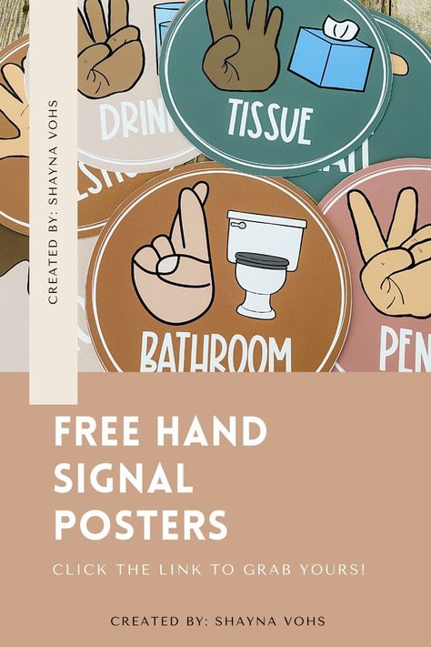 Free Printable Classroom Hand Signals, Hand Signs Classroom, Hand Signal Posters For Classroom, Non Verbal Cues In The Classroom, Free Classroom Rules Posters, Free Hand Signals For The Classroom, Class Hand Signals, Daycare Daily Schedule Free Printable, Hand Signals Classroom Free Editable