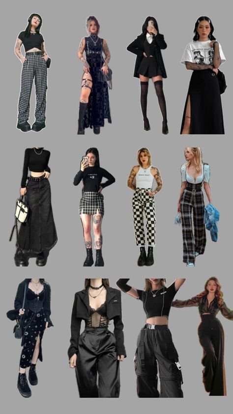 Grunge goth black outfit 90s Grunge Style Feminine, Mild Goth Outfit, Clean Grunge Outfits, Capsule Wardrobe Goth, Black Skirt Outfit Grunge, Semi Goth Outfits, Goth Clean Girl, Adult Goth Outfits, Casual Goth Aesthetic