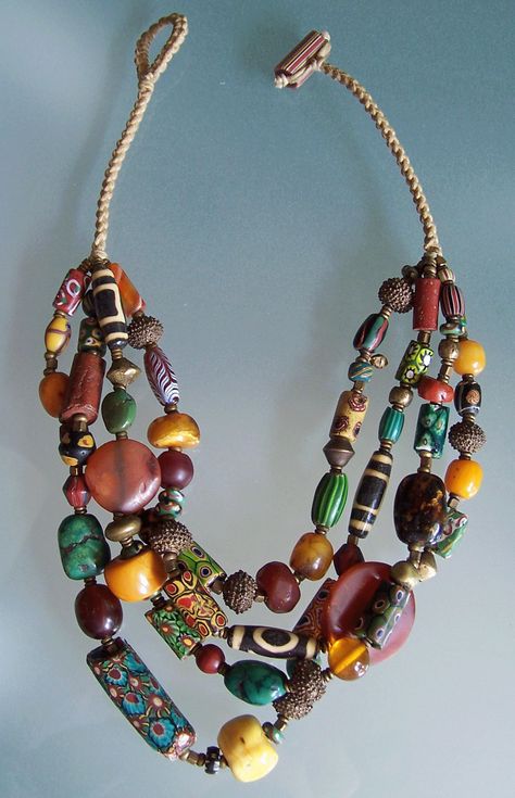 African Trade Bead Jewelry, African Necklace, African Trade Beads, African Beads, African Jewelry, Trade Beads, Bijoux Diy, Bead Jewellery, Ethnic Jewelry