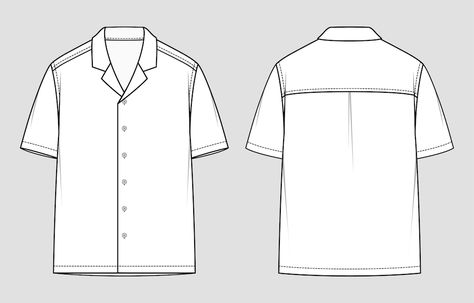 Shirt Sketch, Kemeja Lelaki, Shirt Drawing, Illustration Flat, Resort Shirt, Flat Sketches, Shirt Illustration, Half Shirts, Half Sleeve Shirts