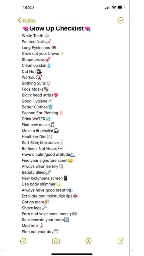 This is a checklist for glow ups!!🩷🩷 Glow Ups, Glow Up Checklist, School Routine For Teens, Photographie Indie, Summer Checklist, Practicing Self Love, Beauty Routine Tips, The Glow Up, Self Care Bullet Journal