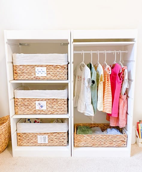 DIY Montessori Toddler Wardrobe with IKEA — Halfway Montessori Ikea Trofast Montessori Wardrobe, Kids Ikea Wardrobe, Montessori Ikea Wardrobe, Montessori Wardrobe Ikea Hack, Montessori Bedroom Ikea, Toddler Wardrobe Montessori, Toddler Wardrobe Organisation, Montessori Closet Toddler, Montesorri Bedroom Toddler