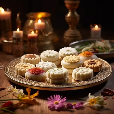 Delight in the art of Bengali sweet-making with our Sandesh recipe. Crafted from fresh chenna, each bite is a harmonious blend of purity and sweetness. With the subtle notes of cardamom and optional saffron, this dessert encapsulates the essence of Bengal's culinary heritage. Simple to prepare, yet rich in tradition, these Sandesh discs are adorned with pistachios or almonds for a touch of elegance. Perfect for celebrations or a sweet indulgence, our Sandesh invites you to savor the authentic taste of Bengal's sweet elegance. Bengali Sweets Photography, Bengali Desserts, Sandesh Recipe, Bengali Thali, Sweet Dish Recipe, Bengali Recipe, Bengali Sweets, Sweets Photography, Eggless Desserts