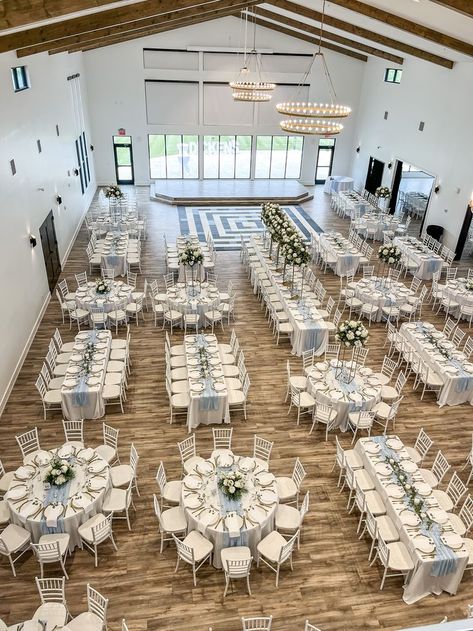 Light Blue Wedding Reception, Reception Table Layout, Wedding Reception Tables Layout, Wedding Floor Plan, Event Venue Design, Wedding Table Layouts, Blue Wedding Receptions, Wedding Reception Layout, Wedding Table Setup