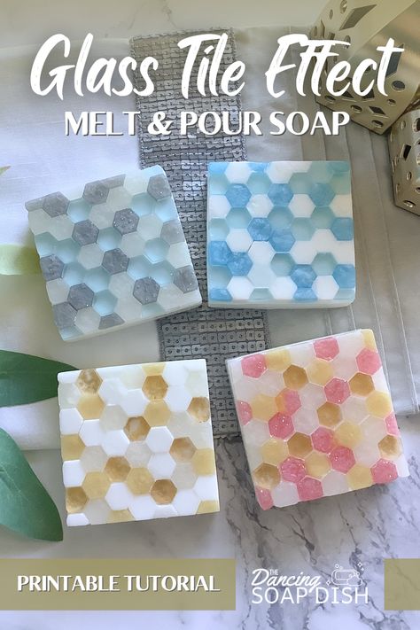 Learn a new melt and pour soap-making technique known as 'glass tile effect'. #soapmaking #meltandpour #mosaicsoap #glasstile Glycerin Melt And Pour Soap Recipes, Soap Making Ideas, Soap Design Ideas, Diy Soap Bars, Mp Soap, Diy Soap Recipe, Soap Inspiration, Soup Ideas, Soap Melt And Pour