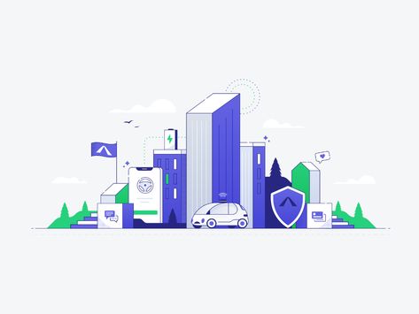 Smart City by Josh Warren on Dribbble City Illustration Design, Cell City, Cityscape Illustration, Science Words, Building Images, City Icon, Building Illustration, Motion Graphics Inspiration, City Illustration