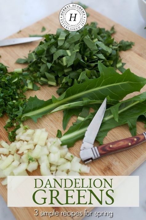 Dandelion Greens Recipes, Greens Recipes, Recipes For Spring, Dandelion Greens, Herbal Academy, Wild Food Foraging, Foraging Recipes, Bitter Greens, Dandelion Jelly