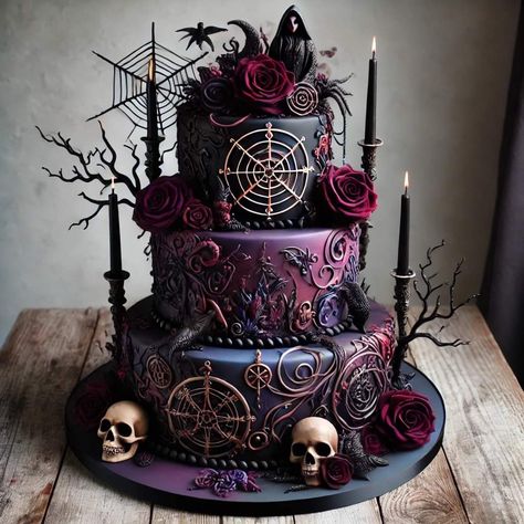 Gothic Birthday Cakes, Goth Cakes, Gothic Wedding Cake, Beautiful Birthday Cake, Nightmare Before Christmas Pictures, Gothic Cake, Beautiful Cake Designs, Butterfly Cake, Homemade Birthday Cakes