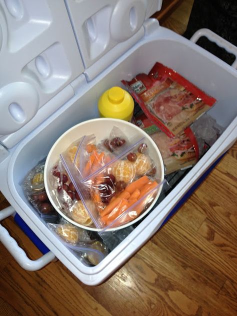 How To Store Food In Cooler For Camping, Day Trip Cooler Food, Easy Chicken Camping Meals, Best Way To Pack A Cooler, Camping Cooler Food, Cooler Packing Tips, How To Pack A Cooler For A Road Trip, Cooler Food Ideas Camping, Travel Ball Lunch Ideas