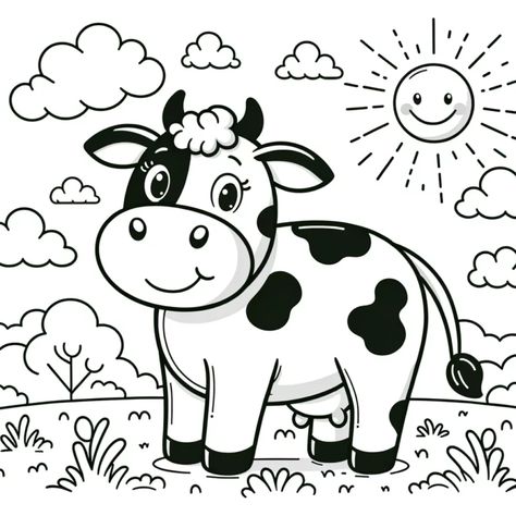 Cow Coloring Pages ᗎ Printable Painting Template Cow Printable Templates, Cow Coloring Page Free Printable, Guernsey Cow, Farm Coloring Pages, Cow Coloring Pages, Cow Illustration, Cow Drawing, Cow Colour, Printable Painting