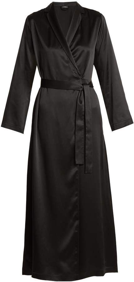 LA PERLA Silk-satin robe Wednesday Dorm, Cotton Travel Bag, Silk Robe Long, Silk Robe, Silk Charmeuse, Black Silk, Kimonos, Long Length, Silk Satin