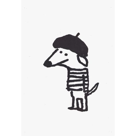 Dog Doodles Simple, Funny Dog Drawing, Beret Drawing, Dog Illustration Simple, French Drawings, Doodle Embroidery, Dog Sketches, French Dog, Visuell Identitet