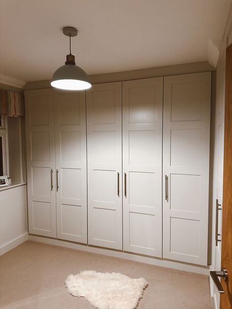 Fittingly Wardrobes, Wardrobe With Doors Ideas, Built In Wardrobe Organisation Ideas, Panelled Fitted Wardrobes, Wardrobe Design Aesthetic, Bedroom Wardrobe Doors, Bedroom Dressing Room Ideas, Wardrobe For Two People, Neutral Fitted Wardrobe