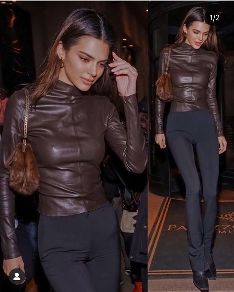 Fitted Classic Leather Tops, Leather Tank Top Outfit, Chic Fitted Leather Top, Luxury Brown Leather Tops, Fitted Edgy Leather Tops, Fitted Leather Crop Top, Leather Tank Top, Tank Top Outfits, Streetwear Fashion Women