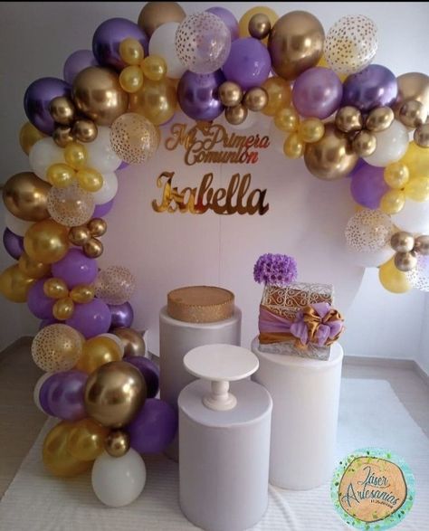 Lilac And Gold Birthday Decorations, Gold Balloons Decorations, Safari Baby Shower Boy, 30th Birthday Ideas For Women, Gold Birthday Decorations, Rapunzel Birthday Party, Rapunzel Birthday, 60th Birthday Decorations, 10 Birthday Cake