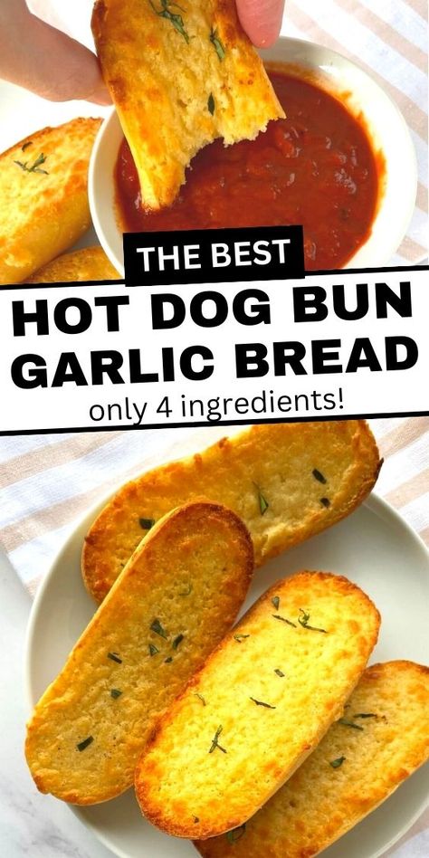 Are you wondering what to do with your leftover hot dog buns? Make them into the most delicious hot dog bun garlic bread that's the perfect side dish for your favorite pasta dishes! Includes instructions how to make air fryer hot dog bun garlic bread. Leftover Hotdogs Buns, Hot Dog Buns Leftover, Bun Garlic Bread, Easy Hot Dog Buns, Broiled Hot Dogs, Leftover Hot Dog Buns, Toasted Hot Dog Buns, Leftover Bread Recipes, Hot Dog Buns Recipe