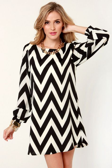 Zig Zag Dress, Dresses Lulus, Dresses Club, Club Party Dresses, Chevron Dress, Long Sleeve Shift Dress, Dreamy Dress, Dress Store, Club Party