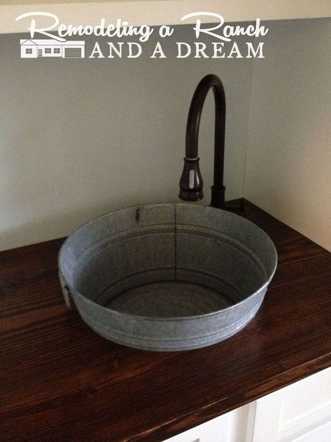 Rustic Bathroom Sinks, Rustic Bathroom Mirrors, Rustic Sink, Galvanized Tub, Wood Sink, Rustic Bathroom Vanities, Country Bathroom, Rustic Bathroom Decor, Rustic Bathrooms