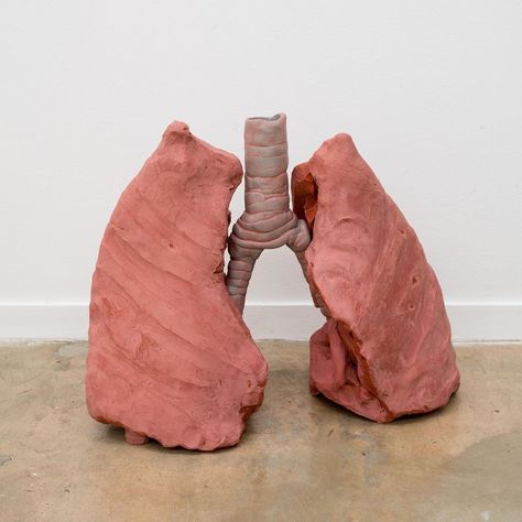 Nicolas Lobo Lipstick lungs (Daringly Nude, Naked Coral), 2018 Air dry clay, lipstick epoxy putty 11 x 14 x 9 in In “Of Purism” curated… Lungs Sculpture, Polymer Creations, Ib Art, Human Lungs, Epoxy Putty, Clay Inspo, Decor 2023, Conceptual Artist, What To Draw