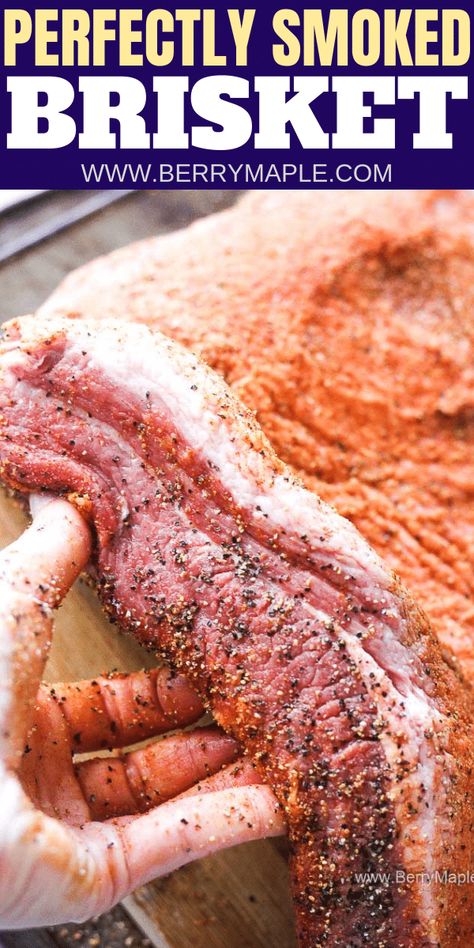 Smoking brisket is not hard! All you need is electric or charcoal smoker, patience, quality meat and some good instructions. Make it for friends, for a party or just for your BBQ dinner Brisket Smoked, Smoked Beef Brisket Recipes, Bbq Smoker Recipes, Brisket Recipes Smoked, Brisket Recipe, Beef Brisket Recipes, Charcoal Smoker, Smoked Beef Brisket, Pellet Grill Recipes