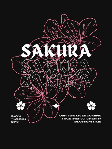 Graphic Design For T-shirt, Prints For T-shirt, Aesthetic Anime Design For Shirt, Asian Shirt Design, Cherry Blossom Shirt Design, Redbubble Design Ideas, Japan T Shirt Design, Graphic T Shirt Design Aesthetic, Cool Graphic Tshirt Designs