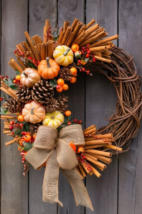 20 Pumpkin Wreath DIY [For Every Occassion] Jesen Vrtic, Porta Halloween, Easy Thanksgiving Table Decor, Thanksgiving Table Decor Ideas, Burlap Pumpkin Wreath, Pumpkin Wreath Diy, Fall Feast, Burlap Pumpkins, Fall Leaf Wreaths