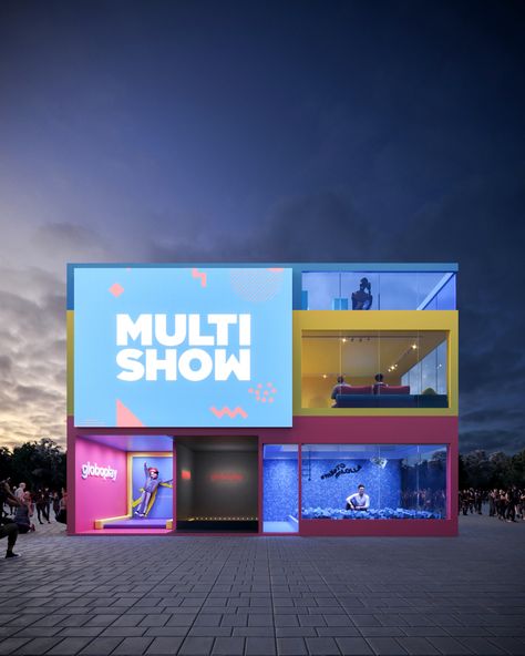 MultiShow_Lollapalooza on Behance Neon Booth Design, Magic Mirror Photo Booth, Mobile Shop Design, Mirror Photo Booth, Corporate Events Decoration, Interactive Exhibition, Event Booth, Trophy Design, Rock In Rio