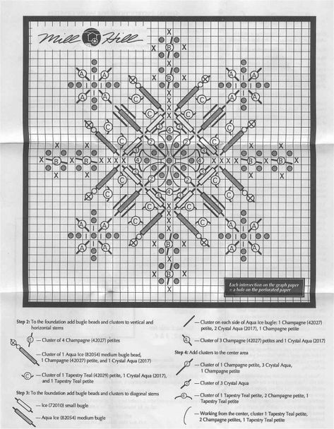 Mill Hill Beads, Mill Hill, Beaded Snowflakes, Perforated Paper, Hand Crafts, Beaded Cross Stitch, Bugle Beads, Graph Paper, Christmas Greetings