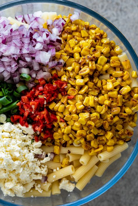 Mexican street corn macaroni salad - Simply Delicious Corn Macaroni Salad, Lemon Herb Chicken Breast, Corn Salad Recipe Easy, Mexican Macaroni Salad, Easy Corn Salad, Charred Corn, Grilled Corn Salad, Lemon Herb Chicken, Spicy Corn