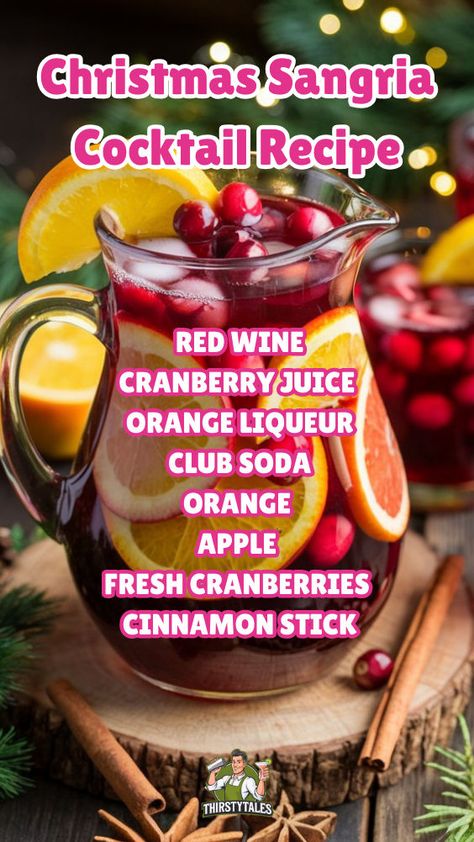 Get into the holiday spirit with this delightful Christmas Sangria cocktail recipe! Perfect for festive gatherings, this easy sangria recipe combines seasonal fruits and spices to create a refreshing winter sangria that's ideal for Christmas parties. Impress your guests with this delicious holiday cocktail that’s sure to become a favorite. Cheers to merry moments with this festive drink! Winter Sangria Recipes, Christmas Sangria Recipes, Easy Sangria, Sangria Drink, Easy Sangria Recipes, Holiday Party Drinks, Winter Sangria, Christmas Drinks Alcohol Recipes, Holiday Sangria