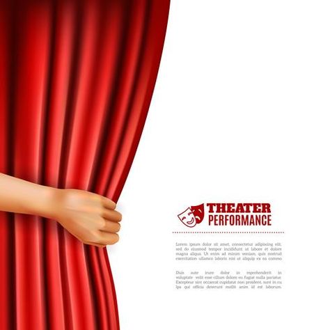 Hand Opening Theatre Curtain Illustration Curtain Illustration, Theatre Illustration, Business And Advertising, Leaflet Template, Curtains Vector, Theatre Curtains, Holi Festival Of Colours, Vertical Business Cards, Free Psd Files