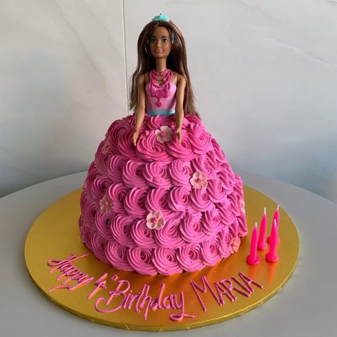 Small Barbie Cake Ideas, Black Barbie Birthday Cake, Black Barbie Cake, Black Barbie Cake Ideas, Barbie One Tier Cake, Barbie Cake One Tier, Barbie Cake Designs, Barbie Doll Cake Design Simple, Fondant Barbie Doll Cake