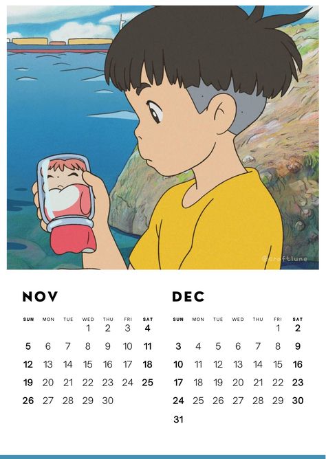 Free Printables Calendar 2023, Studio Ghibli Calendar 2023, Studio Ghibli Calendar, Organizing Printables, Printable Postcards, Ghibli Studio, 2024 Planner, Cute Calendar, Down Arrow