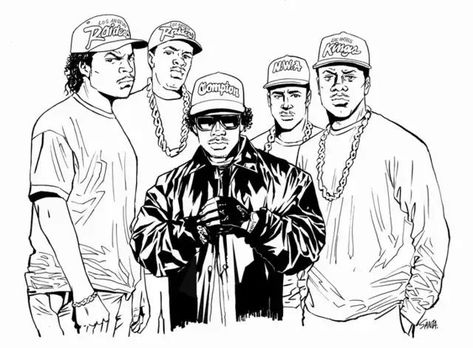 Tokyo Tribe's Inoue Draws Straight Outta Compton Cast - Imgur | Hip hop art, Hip hop artwork, Rapper art N.w.a Straight Outta Compton Wallpaper, N.w.a Straight Outta Compton, Hip Hop Tattoo, Tupac Art, Tupac Pictures, Estilo Cholo, Outta Compton, Hip Hop Artwork, Straight Outta Compton