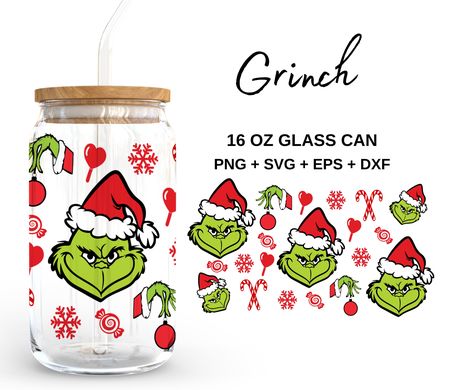 Grinch Starbucks Tumbler Svg, Grinch Cup Wrap Svg, Grinch Glass Tumblers, Christmas Libbey Glass Cup, Glass Can Svg Wrap, Can Wrap Svg, Glass Can Svg, Famous Drinks, Heart Warming Quotes